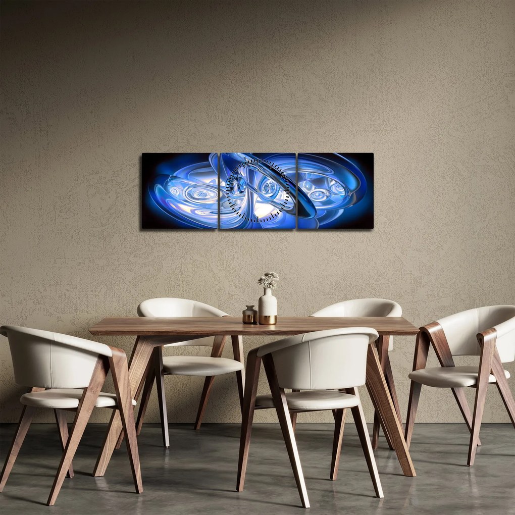 Tabloul abstract albastru (cu ceas) (90x30 cm)