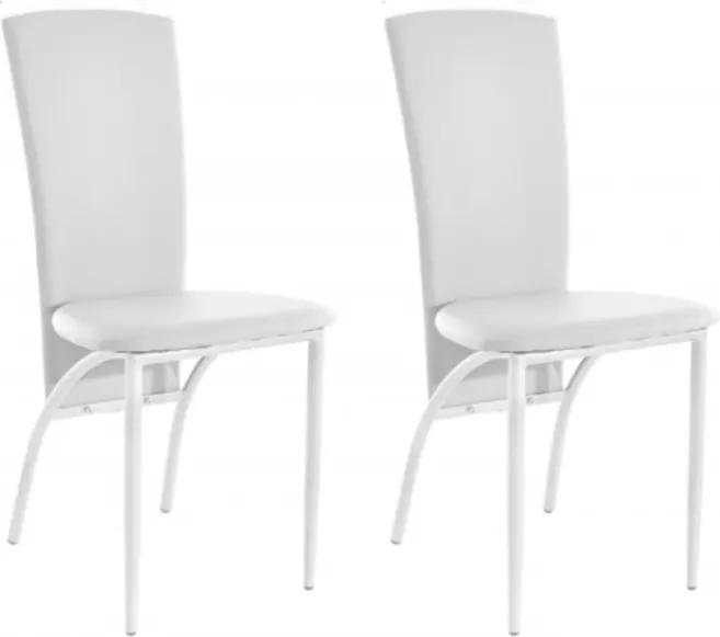 Set de 2 scaune tapitate Nicole piele sintetica/aluminiu, alb, 45 x 53 x 96 cm