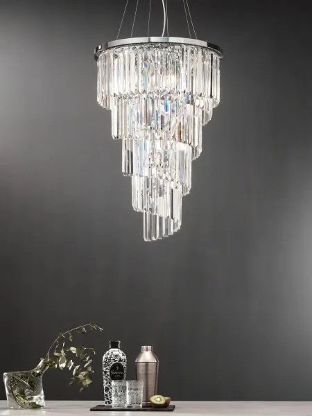 Ondaluce - Lustru din cristal pe cablu ALEXANDER 10xE14/10W/230V crom lucios