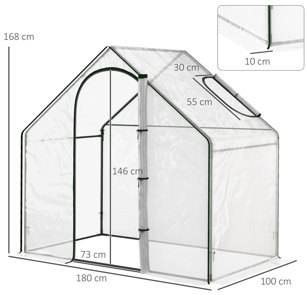 Outsunny Seră de Grădină Balcon terasă Seră pentru roșii 1,8 lungime x 1 lățime x 1,68 înălțime m Oțel plastic impermeabil Transparent Verde | Aosom Romania