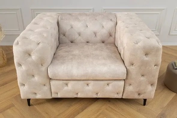 Fotoliu design Chesterfield, Catifea Bej Sampanie MODERN BAROCK