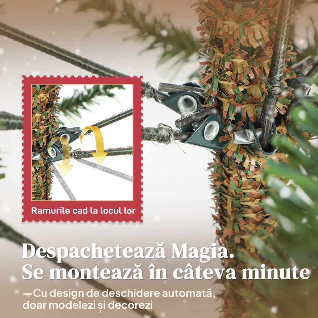 HOMCOM Brad de Crăciun Artificial de 2.1 m, Asamblare Ușoară, Verde | Aosom Romania