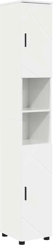 vidaXL Dulap de Baie Alb lucios 30 x 35 x 192 cm Lemn compozit & Metal