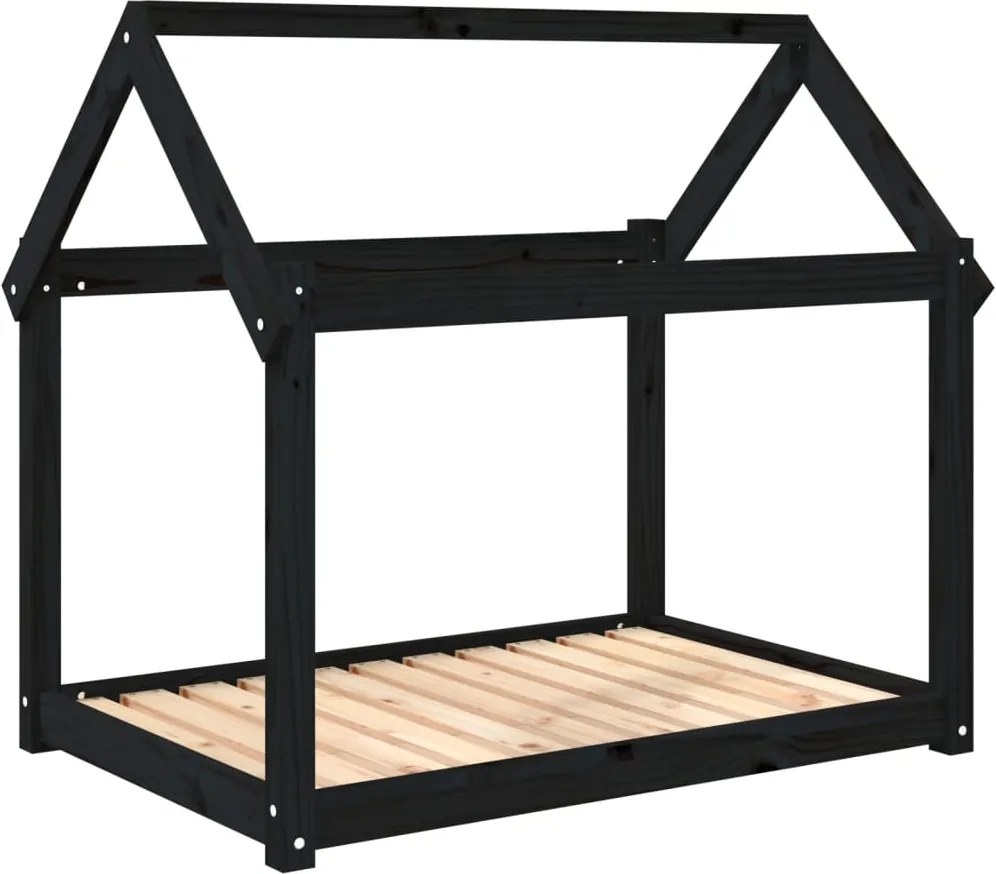 vidaXL Pat pentru câini, negru, 101x70x90 cm, lemn masiv de pin