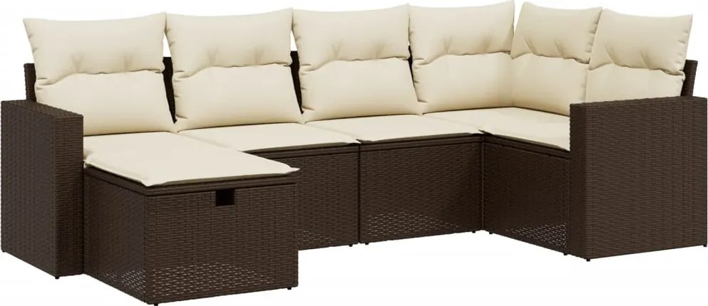 vidaXL Set canapele de grădină cu perne, 6 piese, maro, poliratan