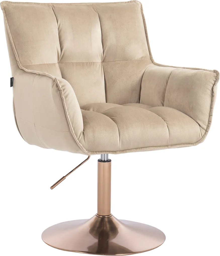 HR560N Scaun Catifea Latte cu Bază Aurie