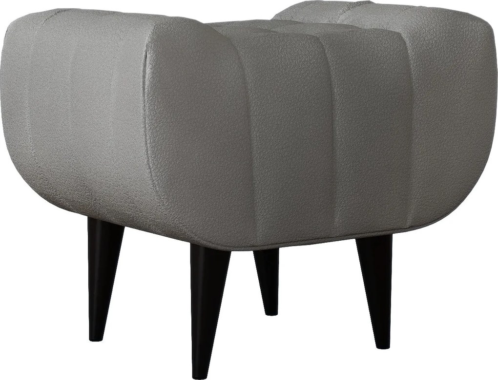 Taburet Tapitat Atlas, Gri grafit,tapiterie mixta cu piele naturala, 60 x 40 x 47 cm