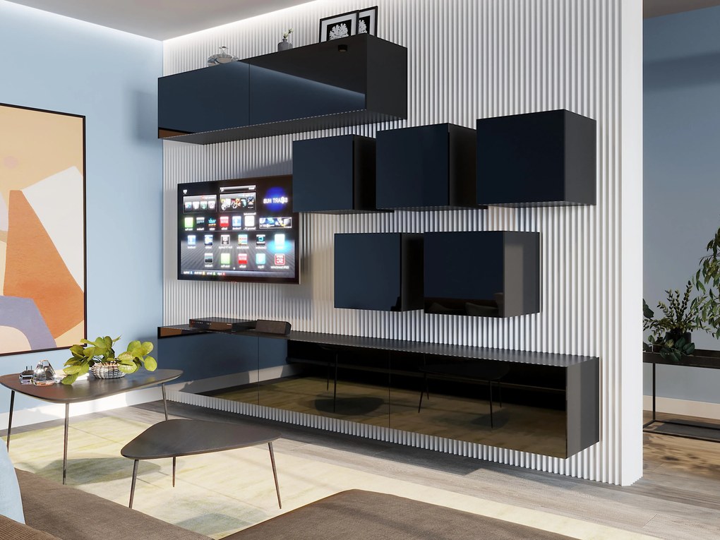 Mobilier living Berny 62 (Negru + Negru lucios). 1087187