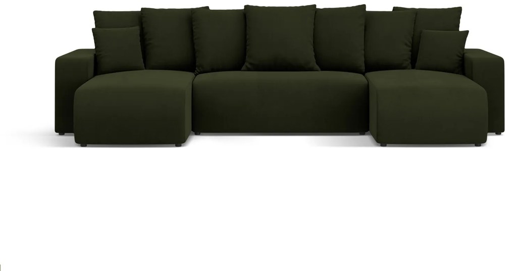 Coltar extensibil Jini in forma de U cu 5 locuri, colt reversibil si tapiterie din catifea