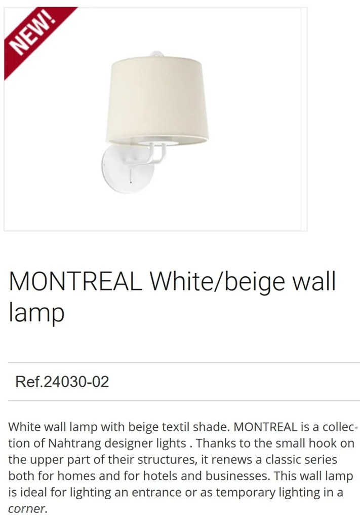 Aplica de perete moderna design elegant MONTREAL alb/bej