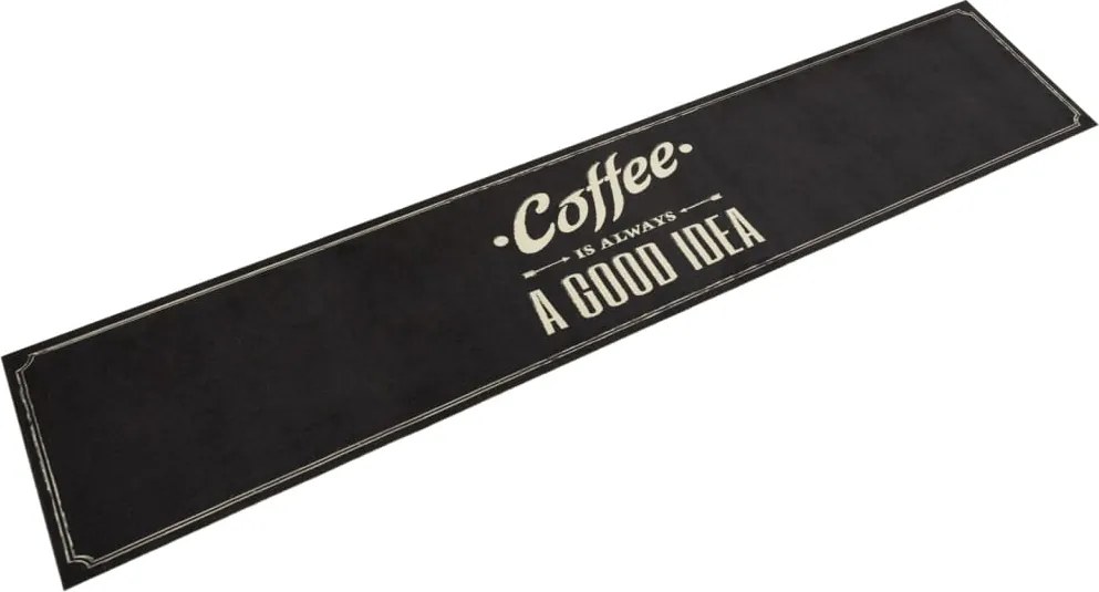 vidaXL Covor de bucătărie lavabil, text Coffee, 60x300 cm, catifea
