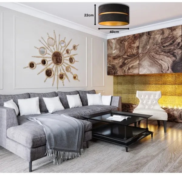Plafonieră Duolla DUO 1xE27/40W/230V d. 40 cm negru/auriu