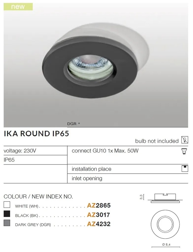 Spot de exterior incastrabil IP65 IKA ROUND gri inchis