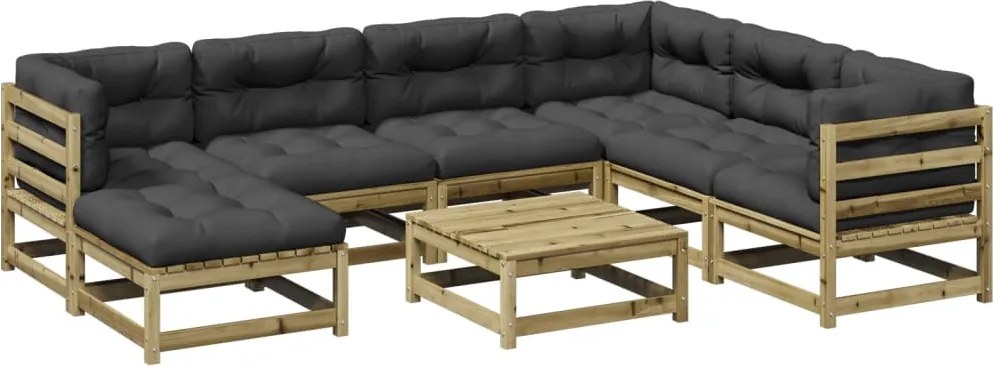 vidaXL Set canapea de grădină, 8 piese, lemn de pin tratat