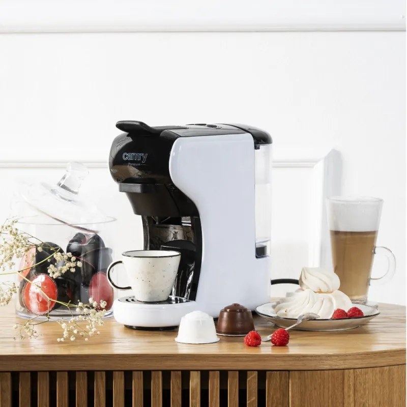 La mâna a doua: Espressor cafea macinata si capsule 9 in 1 Camry CR 4414, 3000W, 19 bar, Negru/Alb