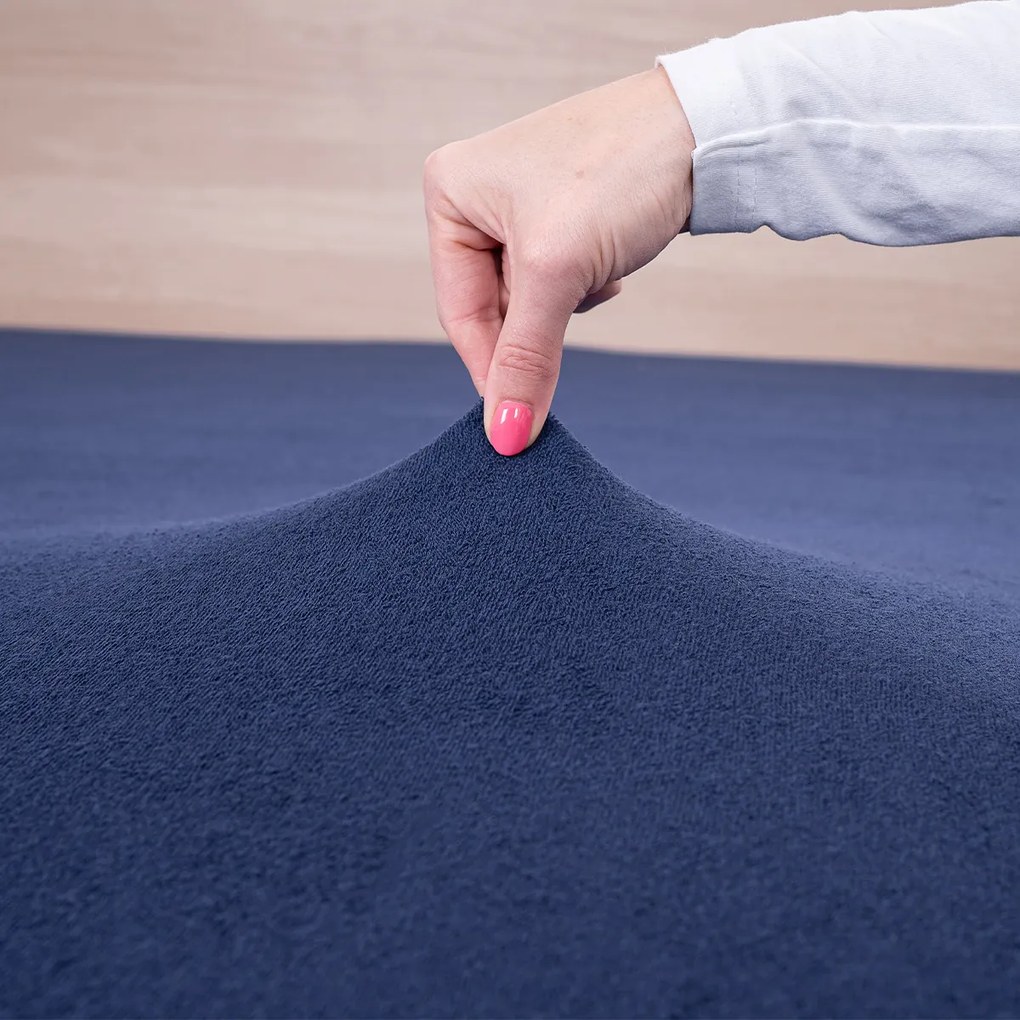 Cearșaf de pat 4Home din frotir, albastru, 180 x 200 cm, 180 x 200 cm