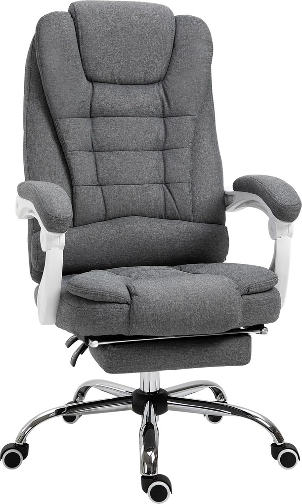 Vinsetto Scaun Ergonomic de Birou Reglabil cu Suport pentru Picioare, Spătar Înalt și Brațe, 65x70x115-123 cm, Gri | Aosom Romania