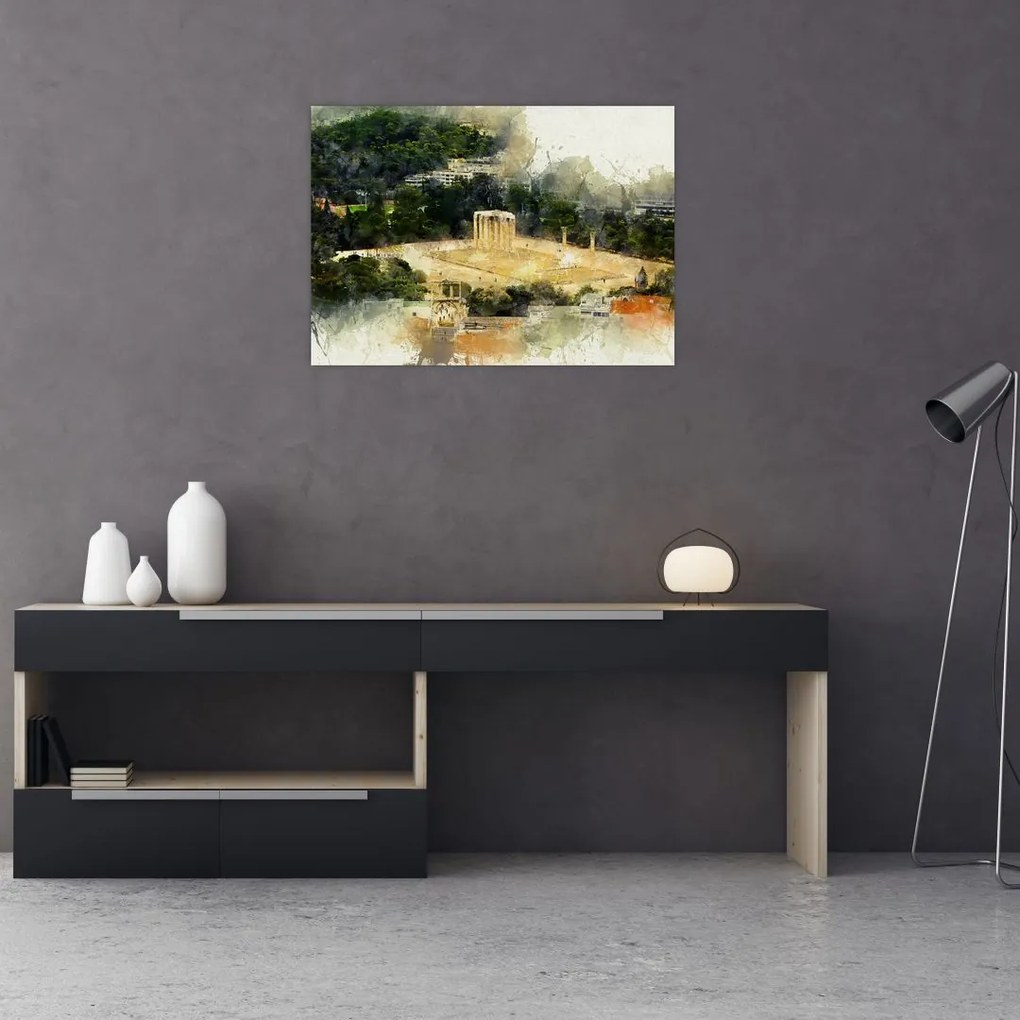 Tablou pe sticlă - Templul lui Zeus, Atena, Grecia (70x50 cm)