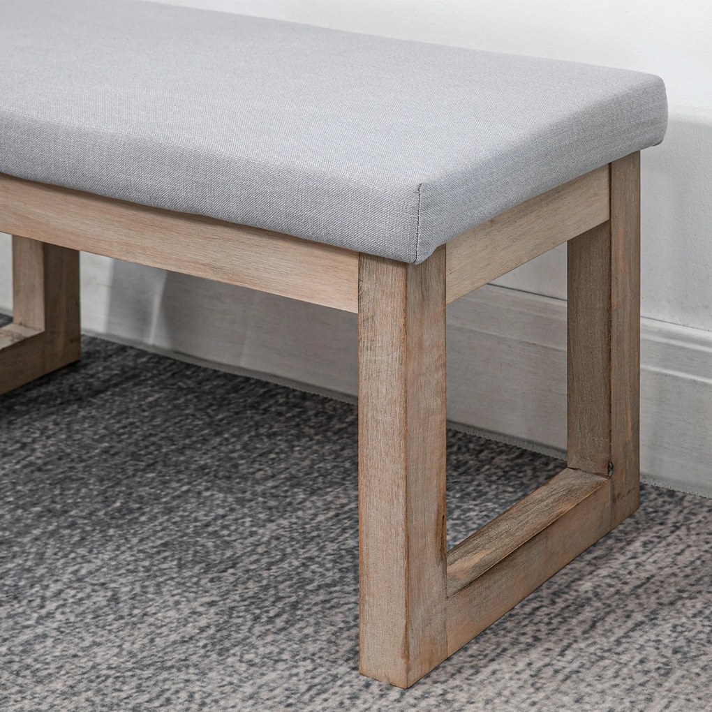 HOMCOM Bancă pentru picioare în design scandinav, taburet, suport pentru picioare, 68 cm x 38 cm x 42 cm, Gri + Natural | Aosom Romania