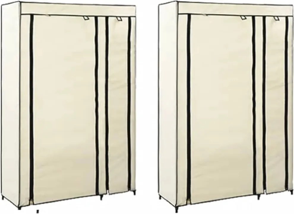 vidaXL Dulapuri pliabile de haine 2 buc. crem 110x45x175 cm țesătură