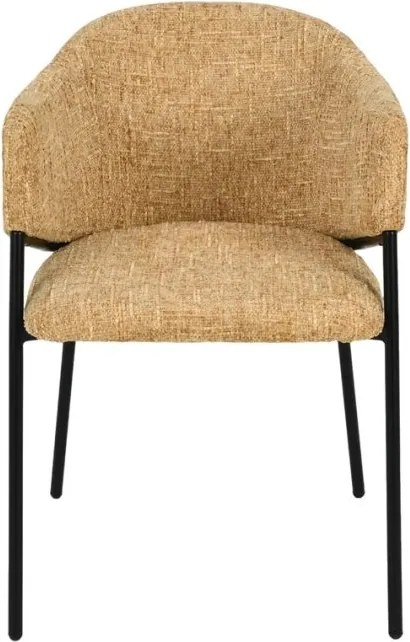 Set de 2 scaune aspect retro, Metal Negru, Chenille Galben, NOBLESSE A-47580 VC