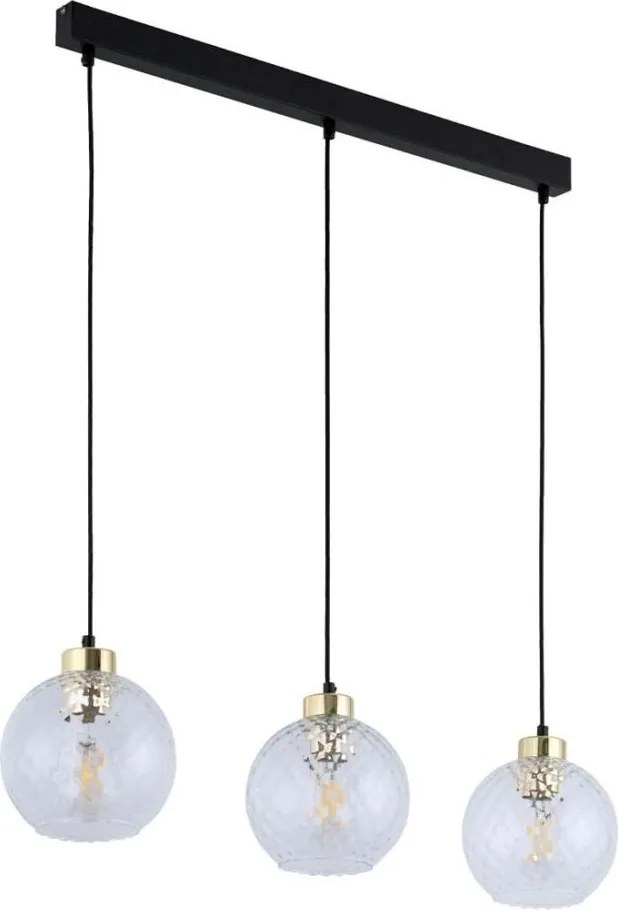 Lustră LED pe cablu DEVON 3xE27/15W/230V negru/sticlă clară