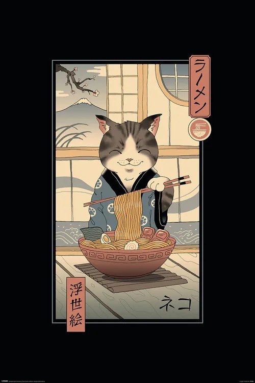 Poster Vincent Trinidad - Neko Ramen Ukiyoe