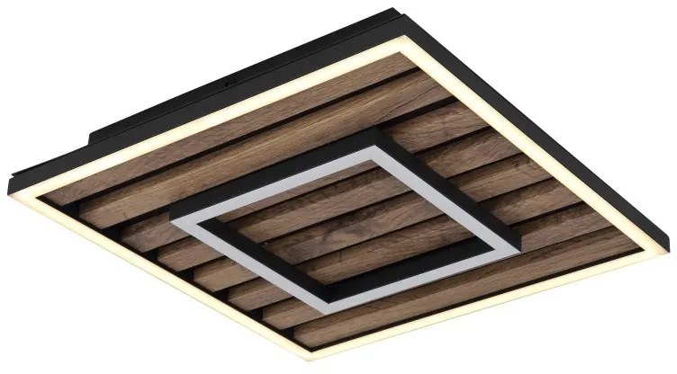Plafoniera LED riflaj MDF cu efect de lemn WOODY 30x30cm