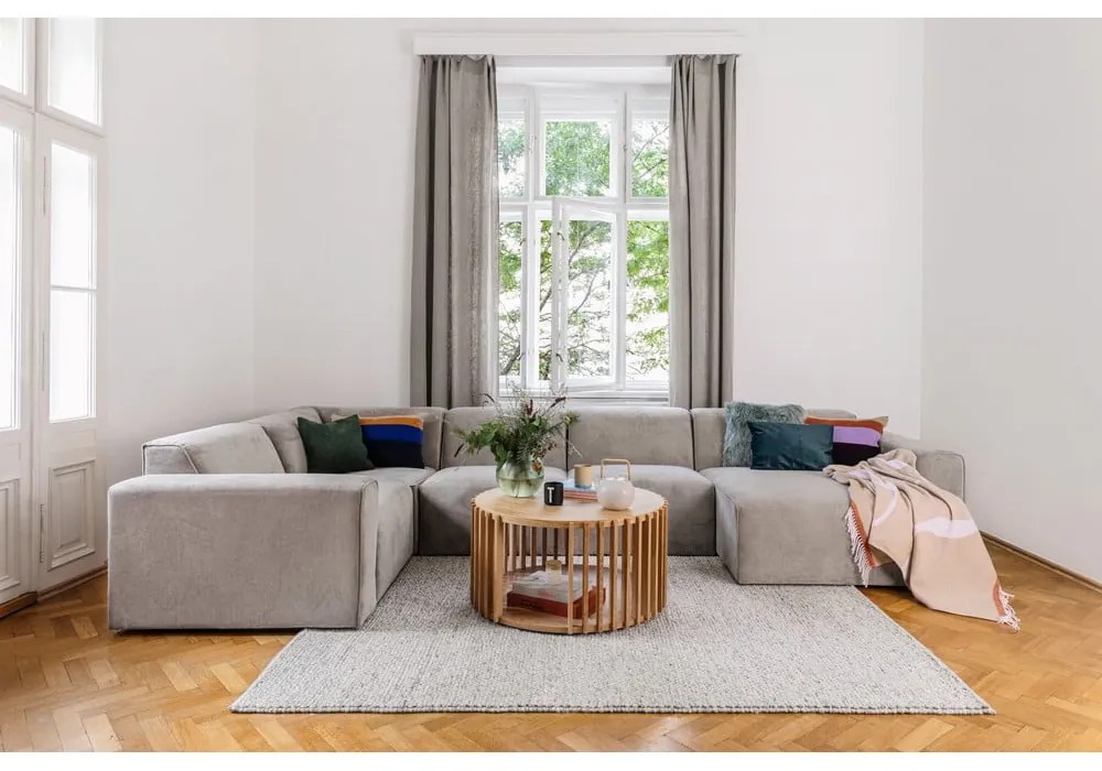 Colțar portocaliu din catifea reiată (cu șezlong pe partea stângă ) Sting - Scandic