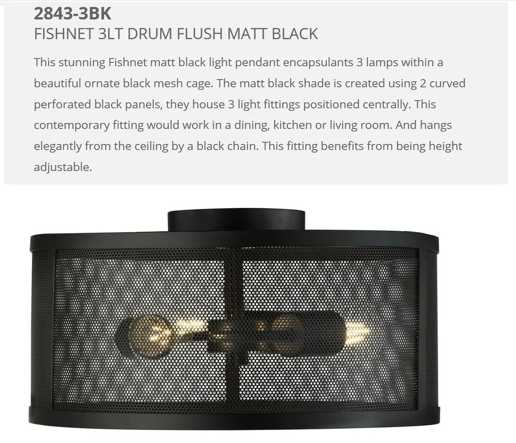 Lustra aplicata design industrial Fishnet negru 2843-3BK SRT
