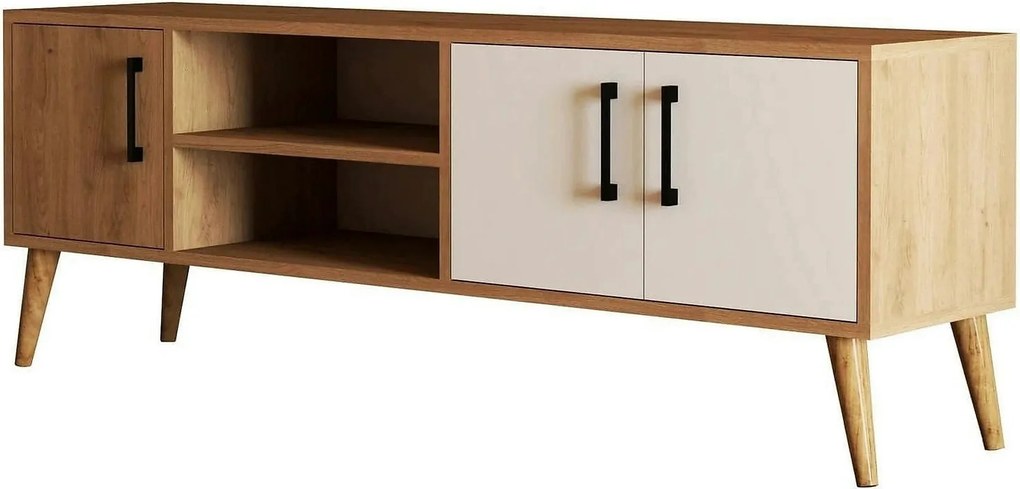 Comoda TV EXXEN-1584, stejar/alb, PAL melaminat, 150x34x52 cm