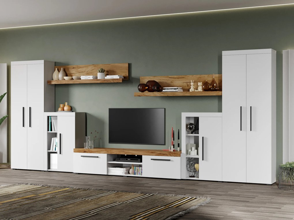 Set Mobila Living Bliss Alb/Stejar Auriu C01