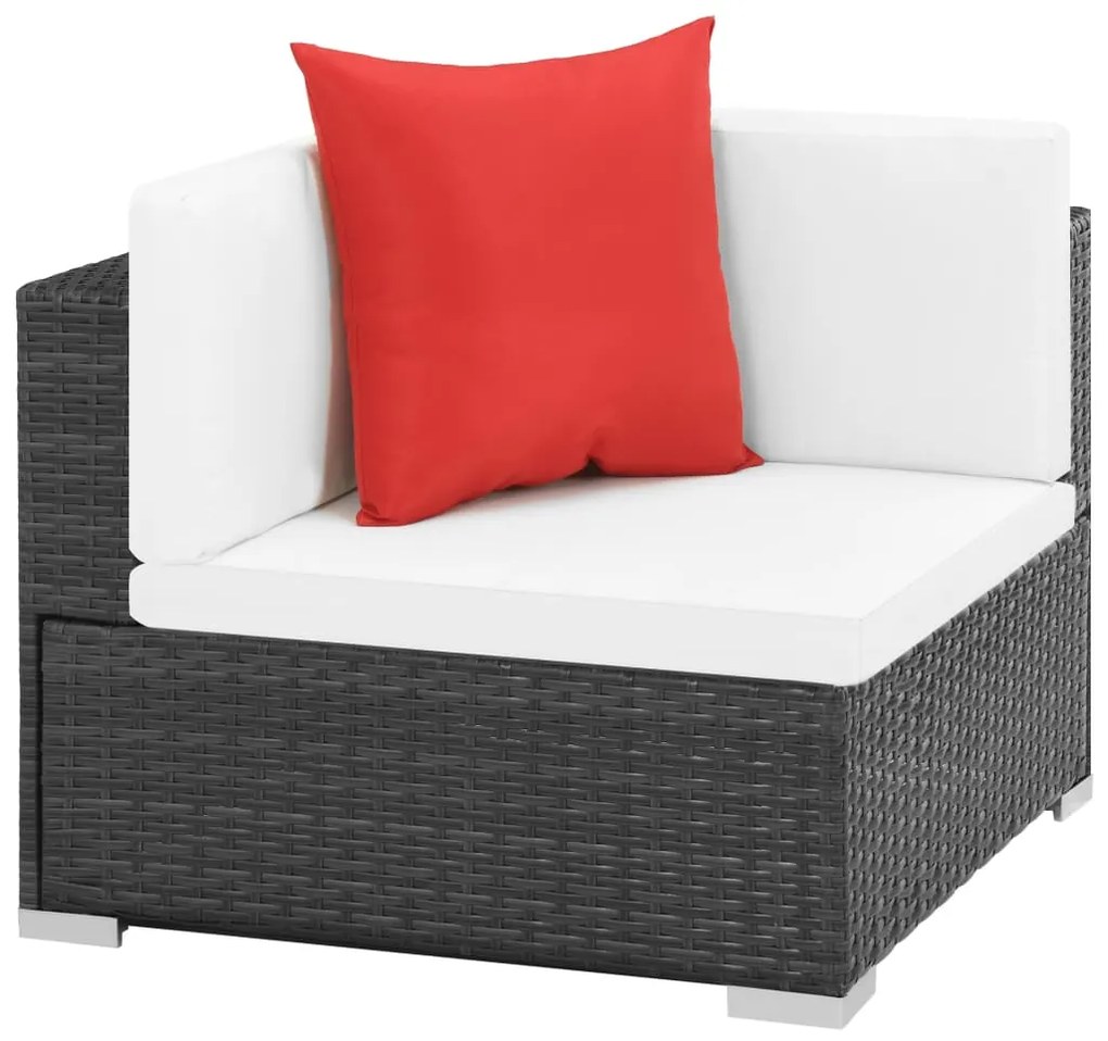 44599 vidaXL Set mobilier de grădină cu perne, 7 piese, negru, poliratan