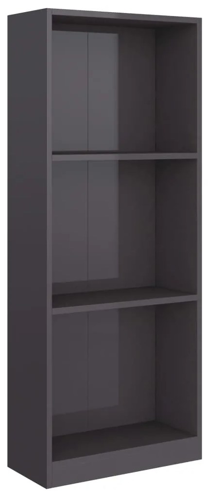 800836 vidaXL Bibliotecă cu 3 rafturi, gri extralucios, 40x24x108 cm, PAL