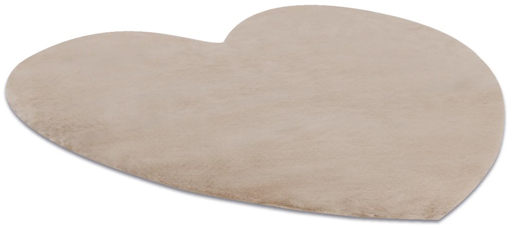 Covor lavabil modern SHAPE 3105 inima shaggy - bej, antiderapant