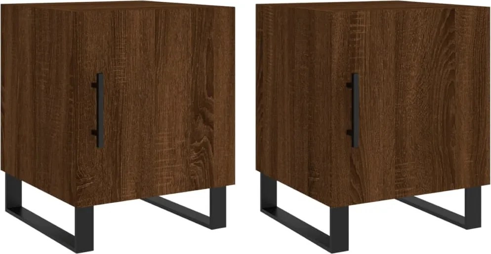 vidaXL Noptiere, 2 buc., stejar maro, 40x40x50 cm, lemn compozit