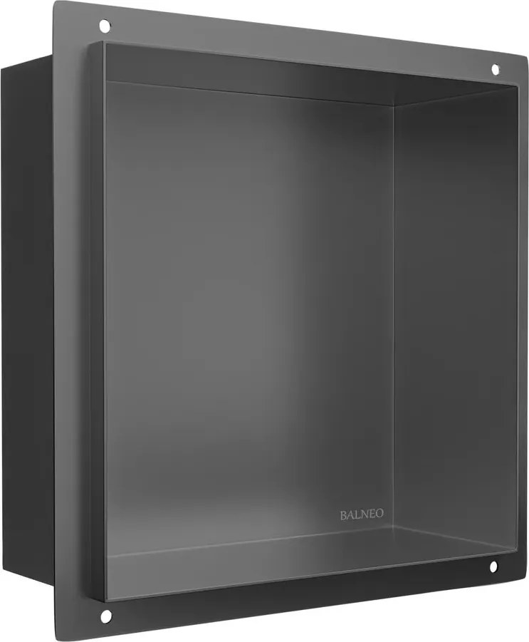 Raft incastrat patrat Balneo Wall-Box No Rim 30x30x10 cm Gun Metal mat fara rama