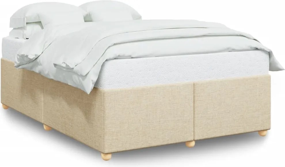 vidaXL Cadru de pat fără saltea, crem, 160x200 cm, textil