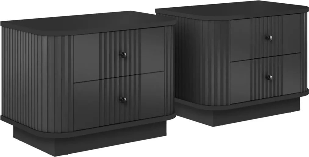 Set de noptiere Vesper 56 cm cu mânere aurii - negru