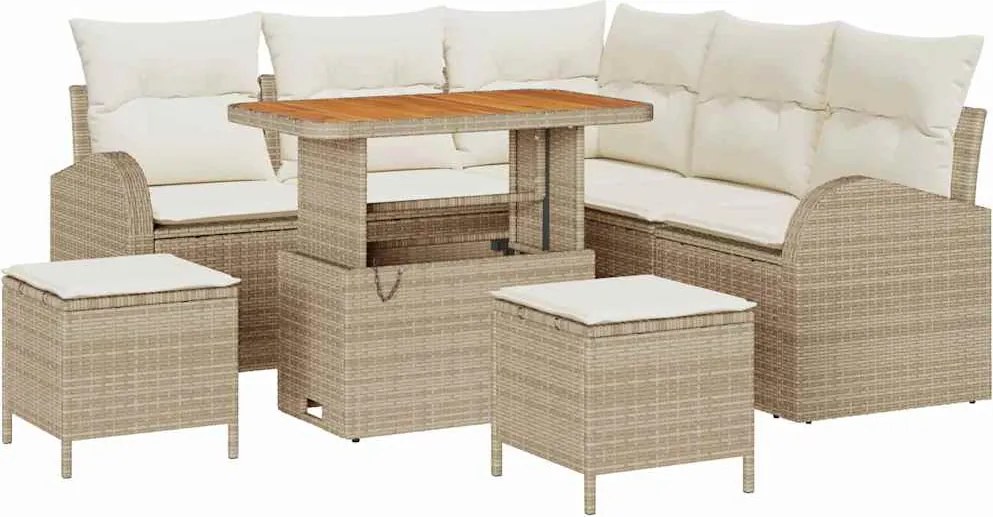 vidaXL Set de canapele pentru grădină cu pernă 8 pcs Bej și crem