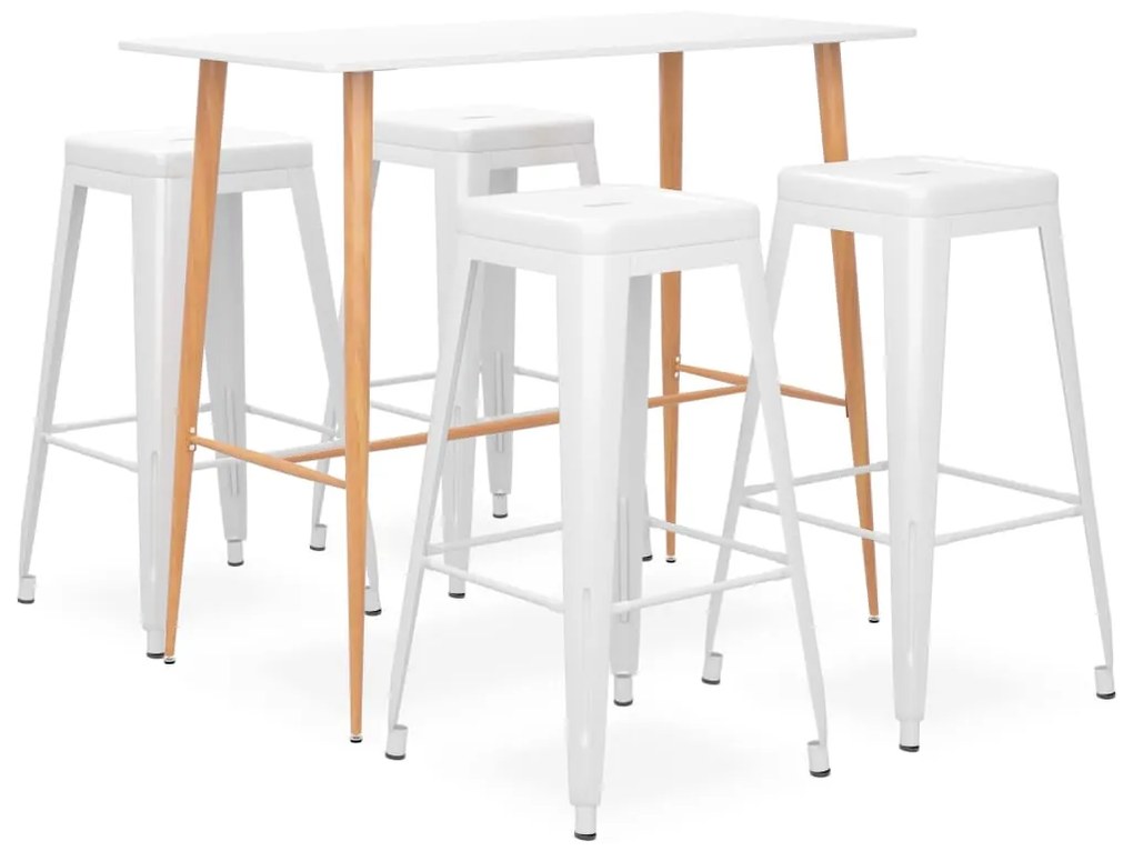 vidaXL Set mobilier de bar, 5 piese, alb