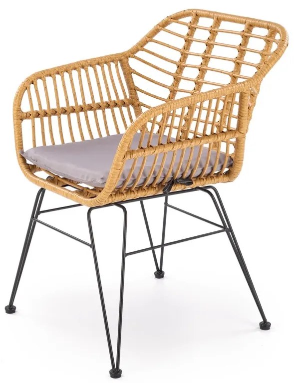 Scaun rattan K541 natur/gri