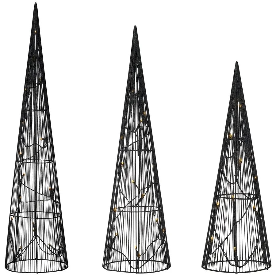 Decorațiuni luminoase negre 3 buc. cu model de Crăciun Dunge – Markslöjd