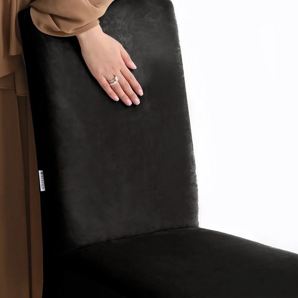 Restilo Husă pentru scaun Sento negru, 48 x 48 x58 + 10 cm, set de 6 bucăți