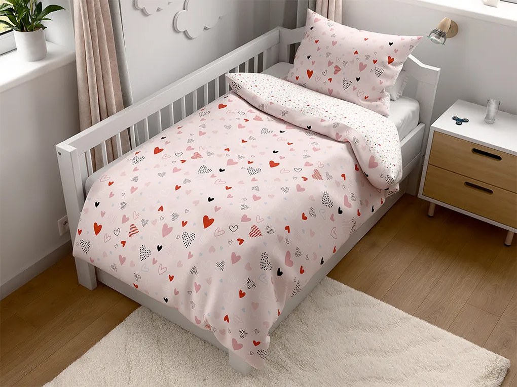 Lenjerie de pat din bumbac pentru patut LOVITA roz Dimensiunile lenjeriei: 45 x 65 cm | 90 x 135 cm
