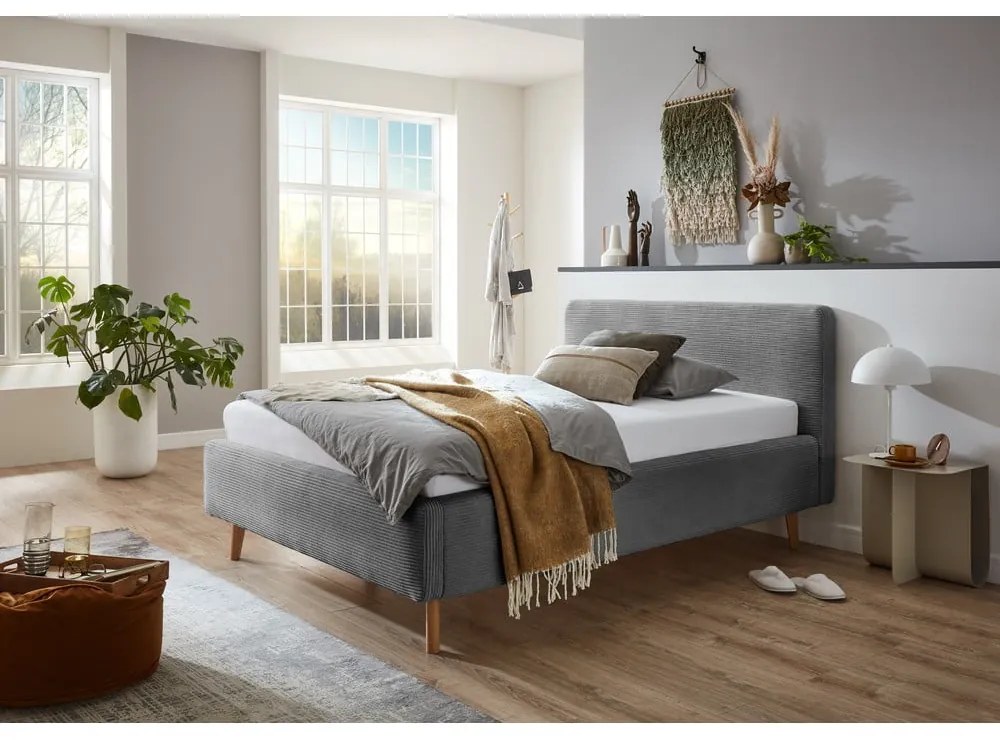 Pat gri tapițat fără somieră 120x200 cm Mattis – Meise Möbel