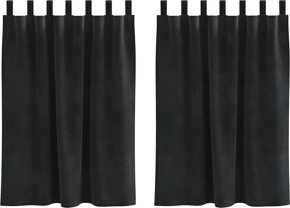 vidaXL Perdele opace 2 pcs Negru 140 x 140 cm Catifea