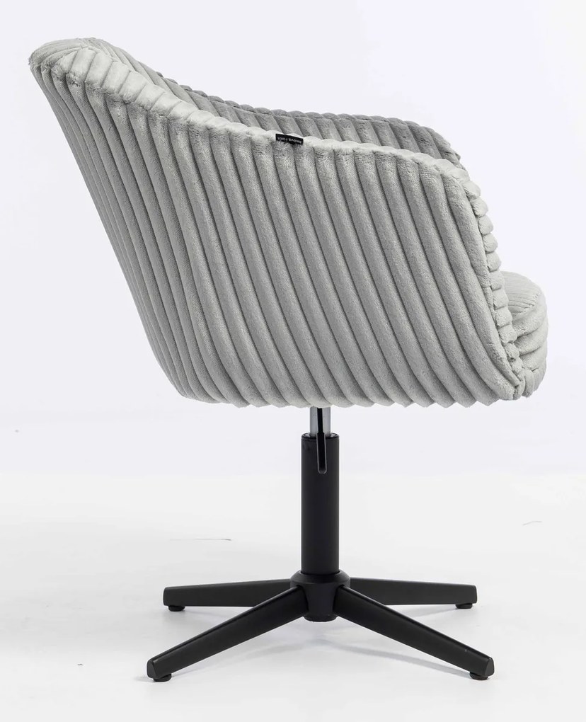 HR832CROSS Scaun Gri Teddy Cord cu Bază Neagră
