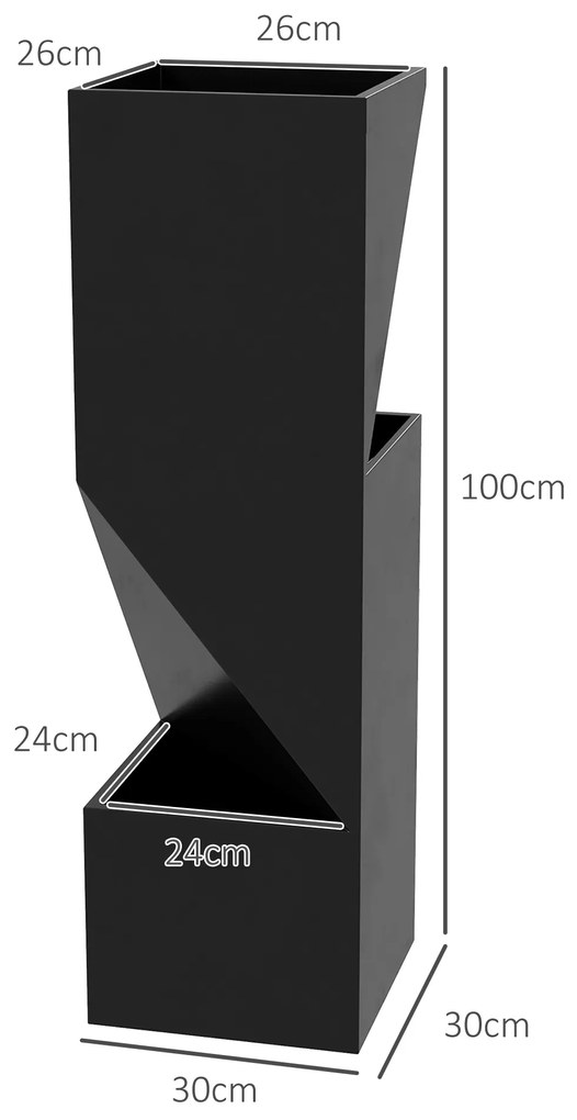 Outsunny Jardiniera inalta 100cm cu 3 zone de plantare, Negru | Aosom Romania