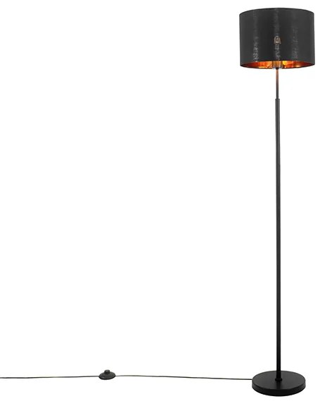 Lampa de podea moderna neagra cu auriu rotund - VT